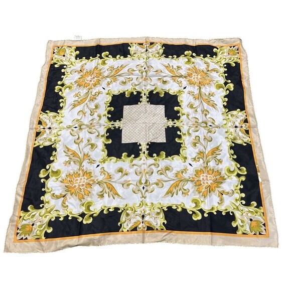 Triangle Vintage Luxurious Floral  Hand Printed Scarf Pure Silk  Made in China - Picture 6 of 7
